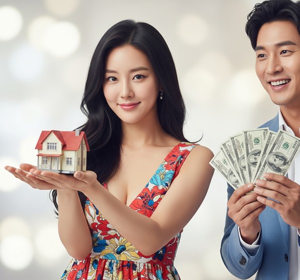 여성이 주택모형을 들고 전세자금대출 이사로 변경된 경우 주의사항을 이야기하고 있어