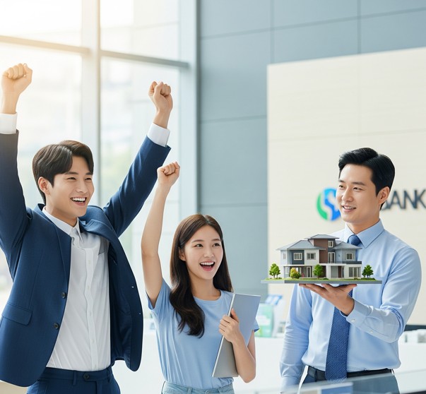 전세자금대출을 받은 청년들이 환호하는 모습