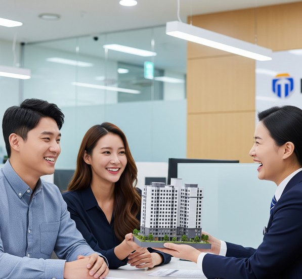 은행에서 대출받는 남녀