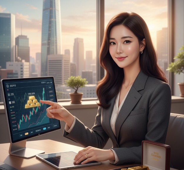 금투자 화면을 보고 있는 여성
