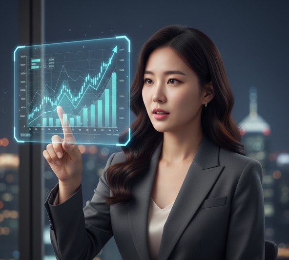 미국 투자 etf 설명하는 여성