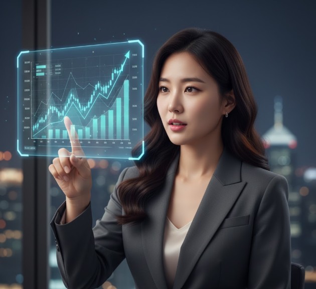 국채 etf 화면을 보고 있는 여성