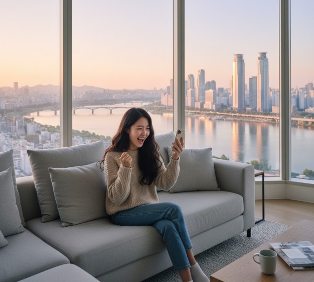 주부도 가능한 대출 상품정보를 확인하는 여성