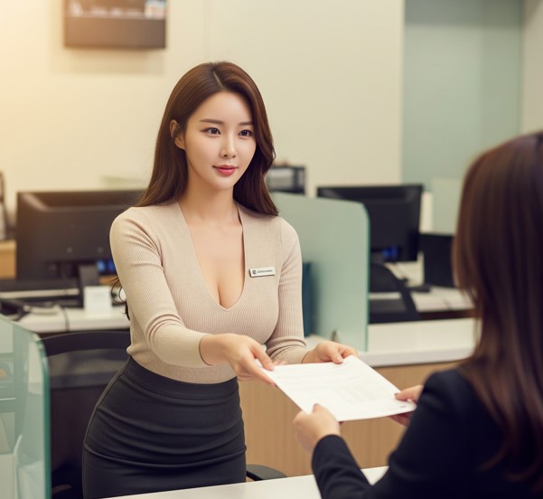 국민은행 새희망홀씨대출을 받고 있는 여성