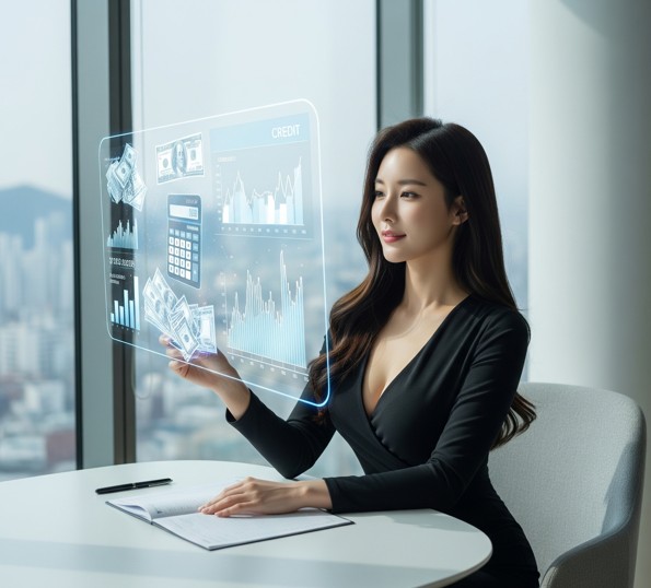 저축은행 대출 실행 후 신용점수 하락 확인하는 여성