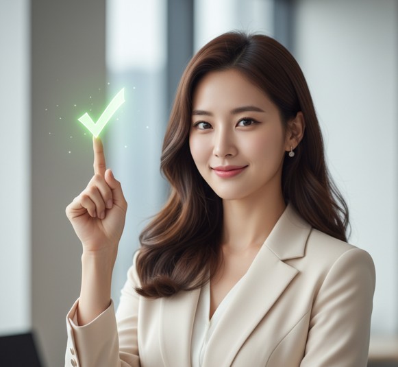 햇살론 재대출 체크표시를 하는 여성