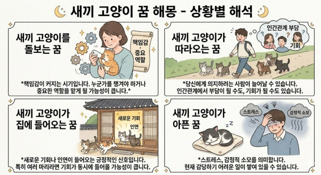 새끼 고양이 꿈 해몽-상황별 해석

